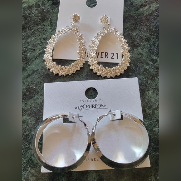 Forever 21 Jewelry - Forever 21 Rhinestone & Hoop  Earrings. Set Of 2. NWT.